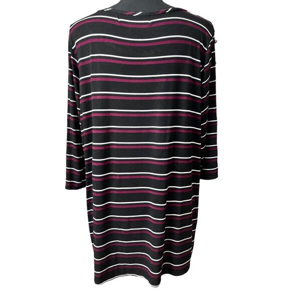 French Laundry Women Striped 3/4 Sleeve Top Snap Button SZ/1X - Picture 3 of 9